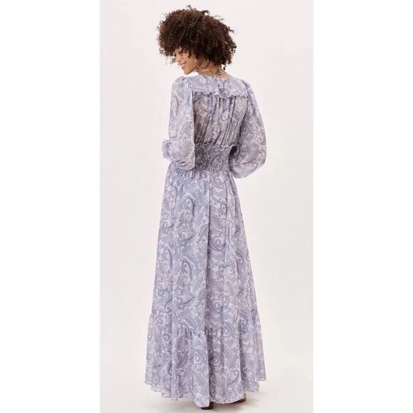 For Love and Lemons Janelle Paisley Maxi Dress Long Sleeve Button Down SizE XS - Picture 3 of 16